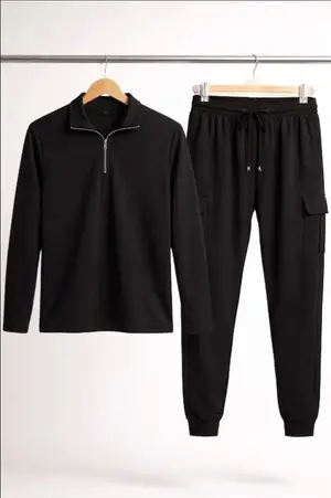 Buy Premium Men's Dri-Fit Zipper Track Suit 2-Piece Set – Plain Collar Sportswear