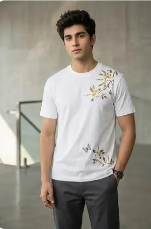 Buy Men's Dri-Fit Flower Printed T-Shirt – Round Neck Casual Sportswear
