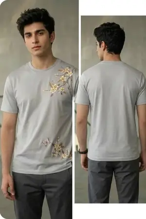 Buy Men's Dri-Fit Flower Printed T-Shirt – Round Neck Casual Sportswear