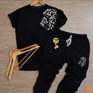 Men's Lion Print Track Suit 2-Piece Set – Slim Fit Printed Sportswear
