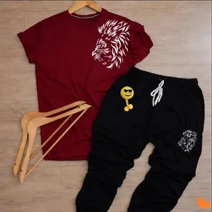 Men's Lion Print Track Suit 2-Piece Set – Slim Fit Printed Sportswear
