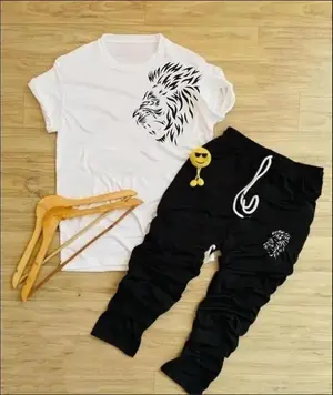 Men's Lion Print Track Suit 2-Piece Set – Slim Fit Printed Sportswear