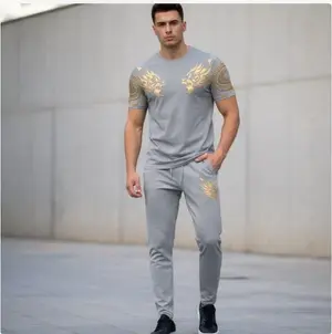 Men's Lion Print Slim Fit Track Suit 2-Piece Set – Micro Interlock