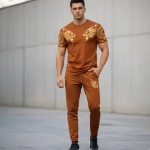 Men's Lion Print Slim Fit Track Suit 2-Piece Set – Micro Interlock
