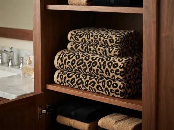 Leopard Print Cotton Hand Towel (20" x 40") – Absorbent Towel