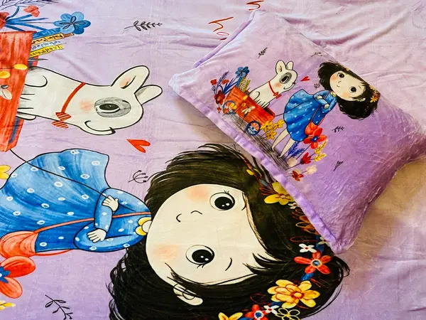 Purple Single Fleece with Pillow cover for Kids 160cm x 220cm