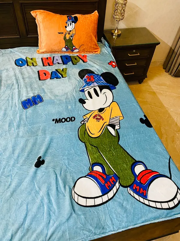 Happy Day Single Fleece with Pillow cover for Kids 160cm x 220cm