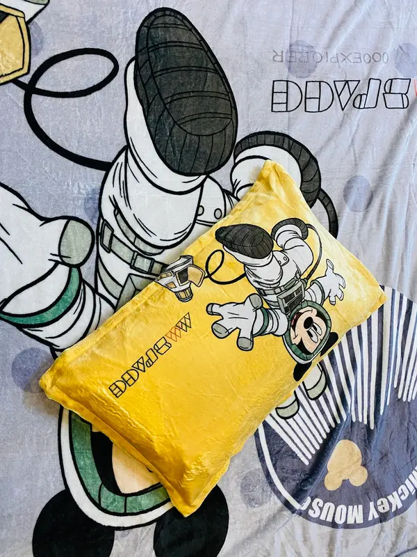 Space Single Fleece with Pillow cover for Kids 160cm x 220cm