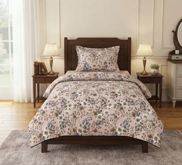 Super King Floral Bed Sheet with 4 Pillow Covers
