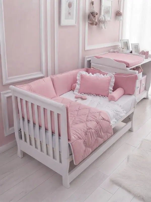 Baby Cot Set Pink- Crib Bedding for New Born