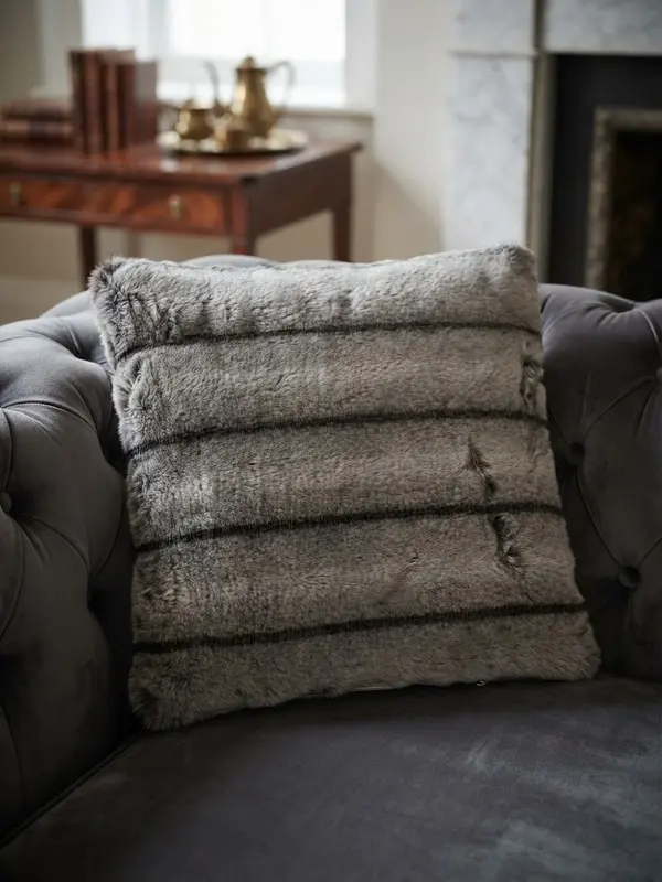 Striped Faux Fur Cushion Cover – Reversible Accent Cushion Covers