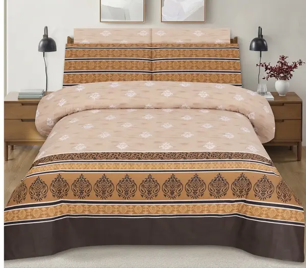 Royal Brown Printed Comforter Set – 6-Piece King Size Luxury Bedding