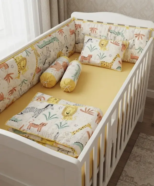 Baby Cot Set Yellow- Crib Bedding for New Born