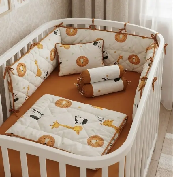 Baby Cot Set Brown- Crib Bedding for New Born