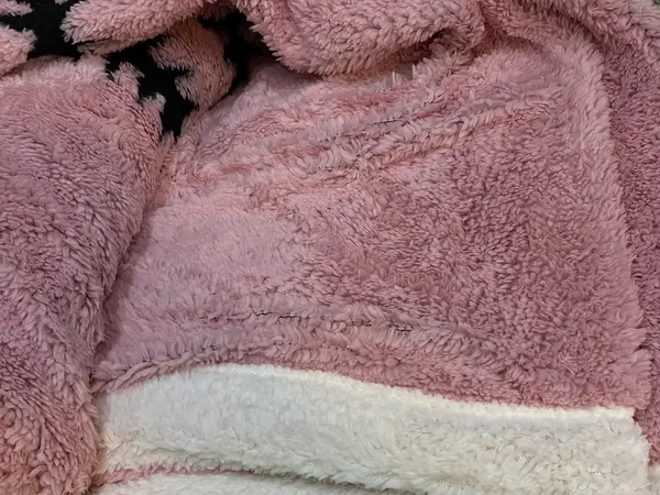 Pink Sherpa Fleece Throw Blanket with Black Striped 220cm x 240cm