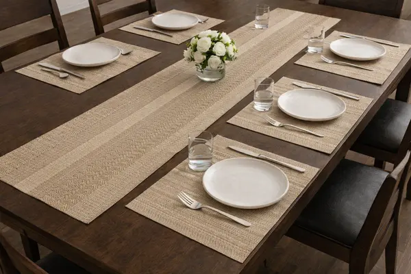 Golden Dining Table Mats 7 Piece Set | Elegant Dining Decor
