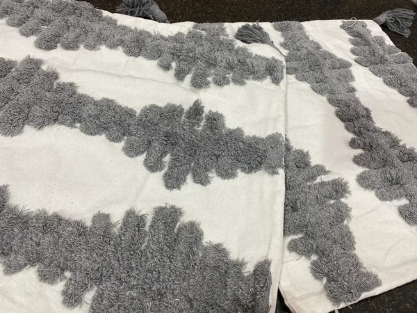 Heavy Embossed Grey Cushion Covers with Tassal