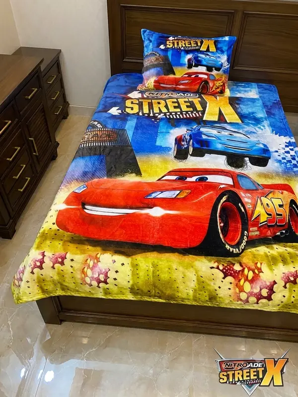 McQueen Single Fleece with Pillow cover for Kids 160cm x 220cm