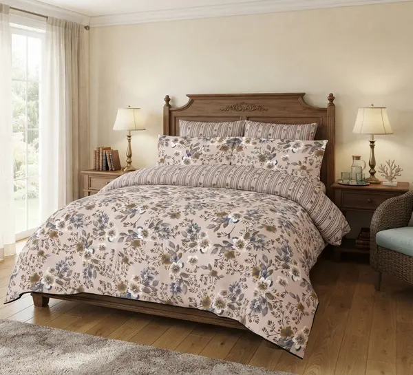 Super King Floral Bed Sheet with 4 Pillow Covers