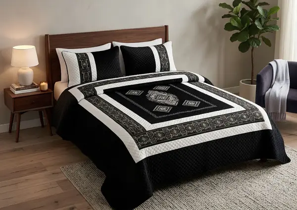 Premium Diamond Velvet Embroidered Bedspread – King Size with 2 Pillow Covers