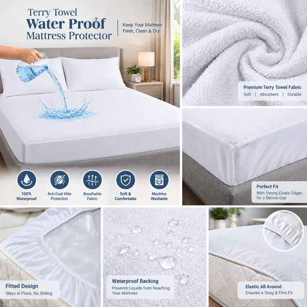 Premium Water Proof Terry Mattress Protector- 72x78 +10