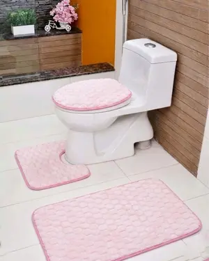 Luxury 3-Piece Bath Mat Set Pink | Ultra-Soft & Absorbent