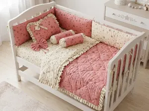 Baby Cot Set Peach- Crib Bedding for New Born