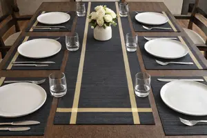 Black Gold Dining Table Mats 7 Piece Set | Elegant Dining Decor