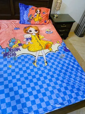 Anime Style Single Fleece with Pillow cover for Kids 160cm x 220cm