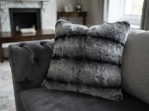 Striped Faux Fur Cushion Cover – Reversible Accent Cushion Covers