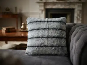 Striped Faux Fur Cushion Cover – Reversible Accent Cushion Covers