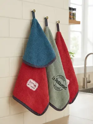 Round Cotton Kitchen Towel with Center Hanging Loop