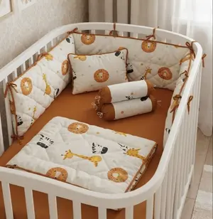 Baby Cot Set Brown- Crib Bedding for New Born