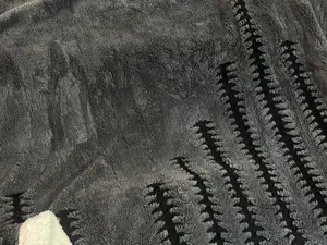 Grey Sherpa Fleece Throw Blanket with Black Striped 220cm x 240cm