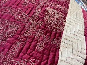 Luxury Velvet Embroidered Bed Cover – King Size with 2 Pillow Covers