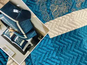 Luxury Velvet Embroidered Bed Cover – King Size with 2 Pillow Covers