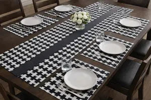 Black White Dining Table Mats 7 Piece Set | Elegant Dining Decor