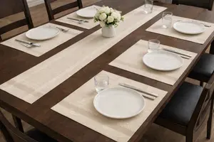Off-White Dining Table Mats 7 Piece Set | Elegant Dining Decor