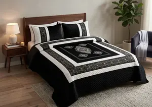 Premium Diamond Velvet Embroidered Bedspread – King Size with 2 Pillow Covers