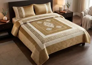 Premium Diamond Velvet Embroidered Bedspread – King Size with 2 Pillow Covers