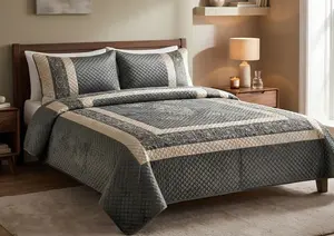 Premium Diamond Velvet Embroidered Bedspread – King Size with 2 Pillow Covers