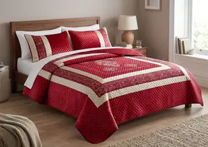 Premium Diamond Velvet Embroidered Bedspread – King Size with 2 Pillow Covers