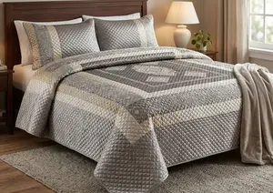 Premium Diamond Velvet Embroidered Bedspread – King Size with 2 Pillow Covers