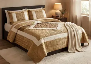 Luxury Velvet Embroidered Bed Cover – King Size with 2 Pillow Covers