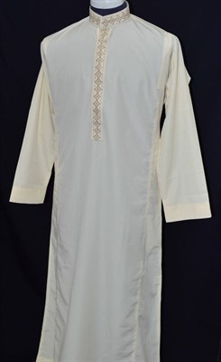 Embroidered Offwhite Thobe - Saudi Style