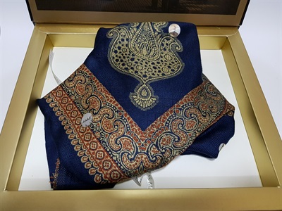 Omani MASAR  - Navy Blue Jacquard Design