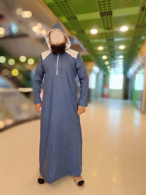 Grey Morrocon Hoodie Thobe with contrast